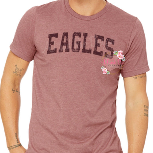 Eagles Maroon or Gold Distressed T-shirt