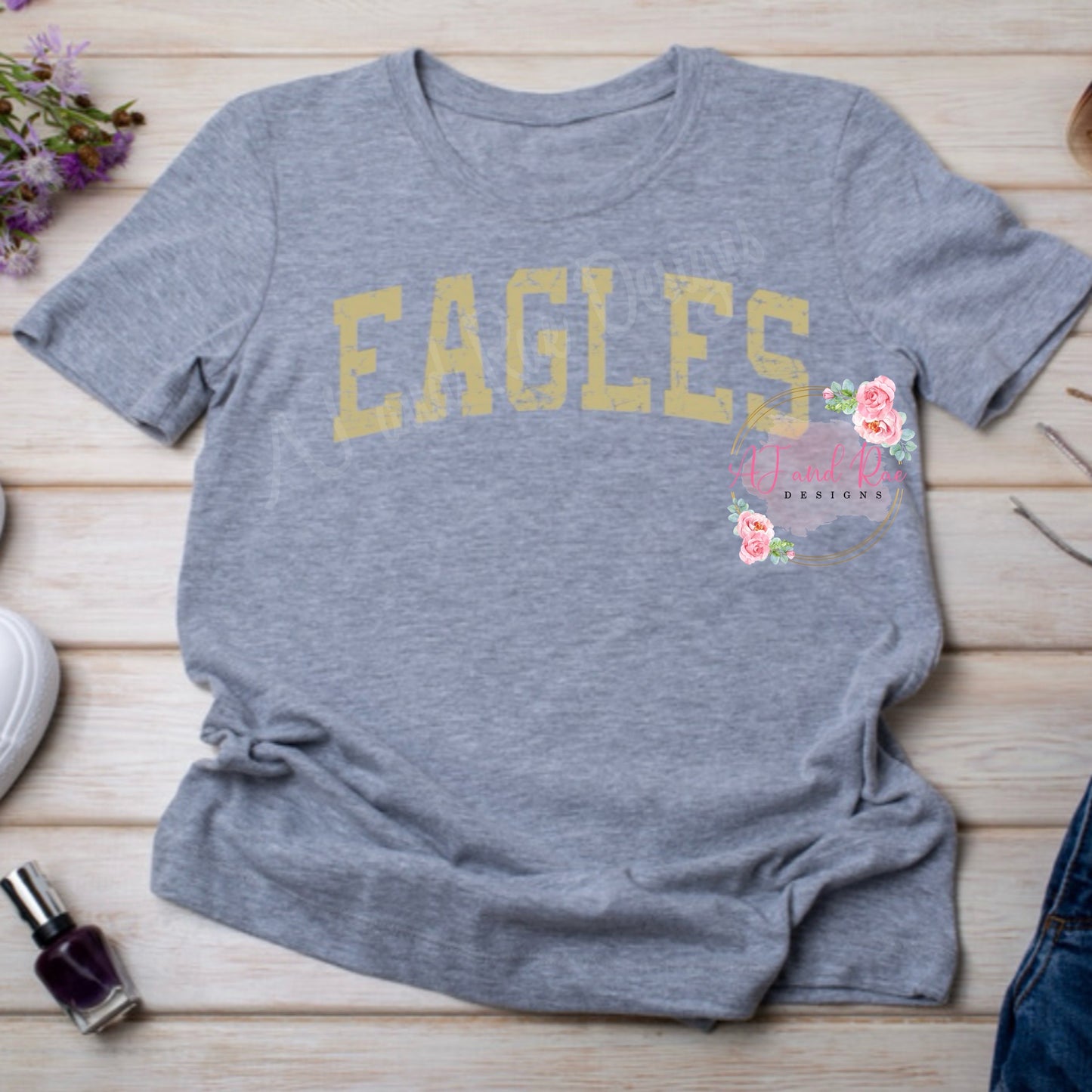 Eagles Maroon or Gold Distressed T-shirt