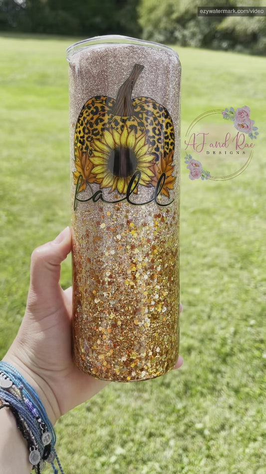 20 oz Fall leopard pumpkin tumbler