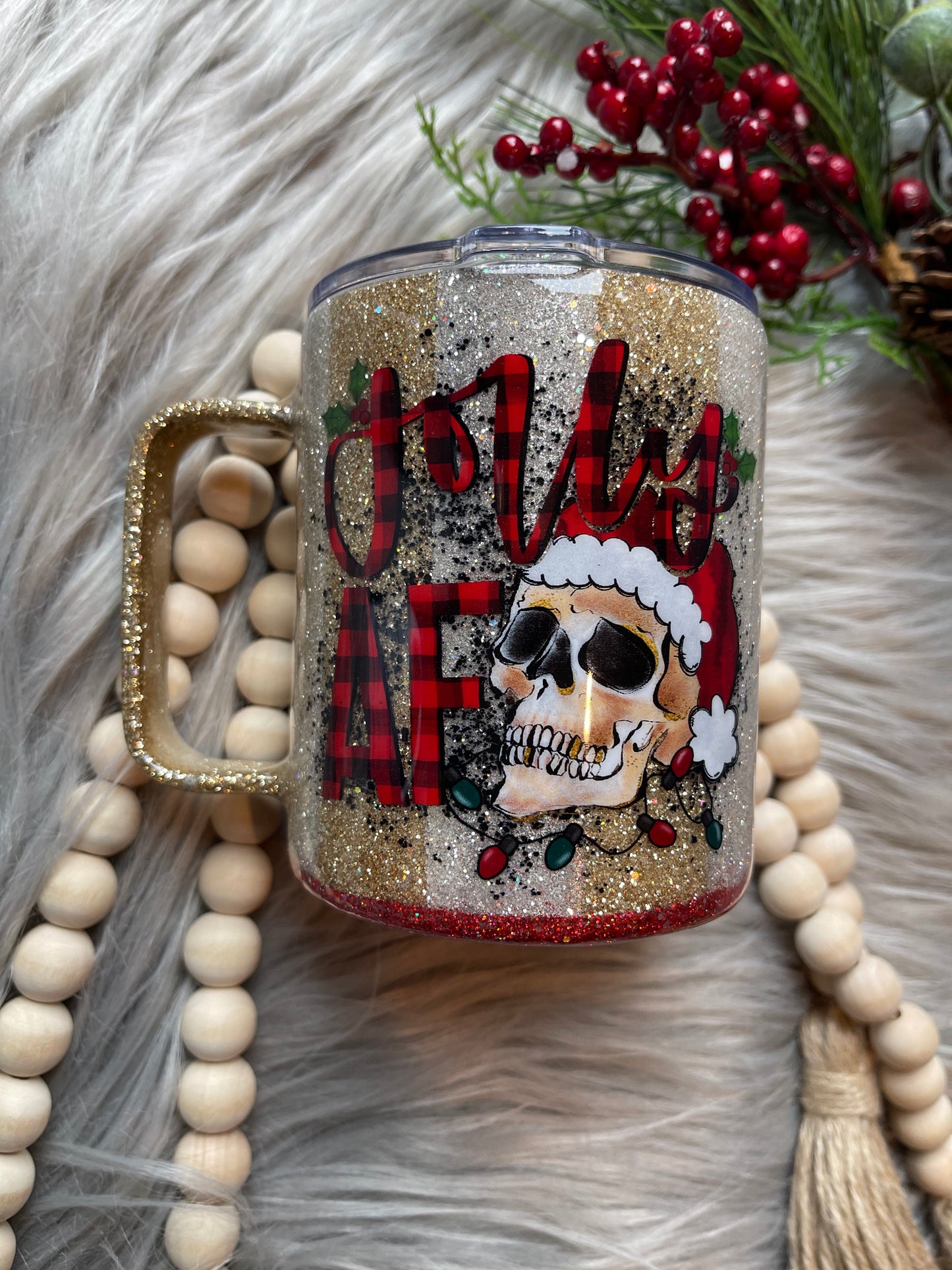 Jolly AF Christmas skull mug